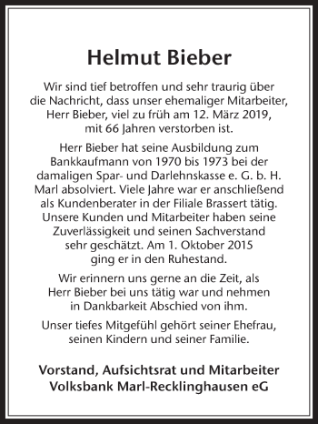 Traueranzeige von Helmut Bieber von Medienhaus Bauer