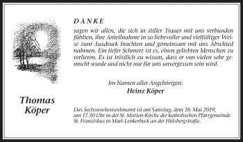 Traueranzeige von Thomas Köper von Medienhaus Bauer