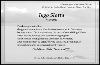 Traueranzeige von Ingo Slotta von Medienhaus Bauer