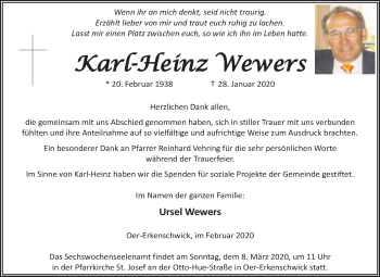 Traueranzeige von Karl-Heinz Wewers von Medienhaus Bauer