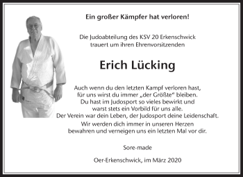 Traueranzeige von Erich Lücking von Medienhaus Bauer