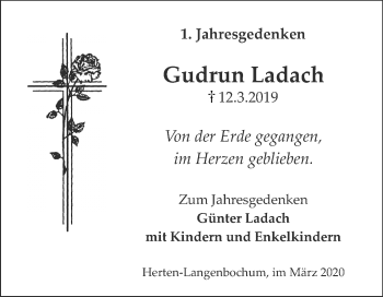 Traueranzeige von Gudrun Ladach von Medienhaus Bauer