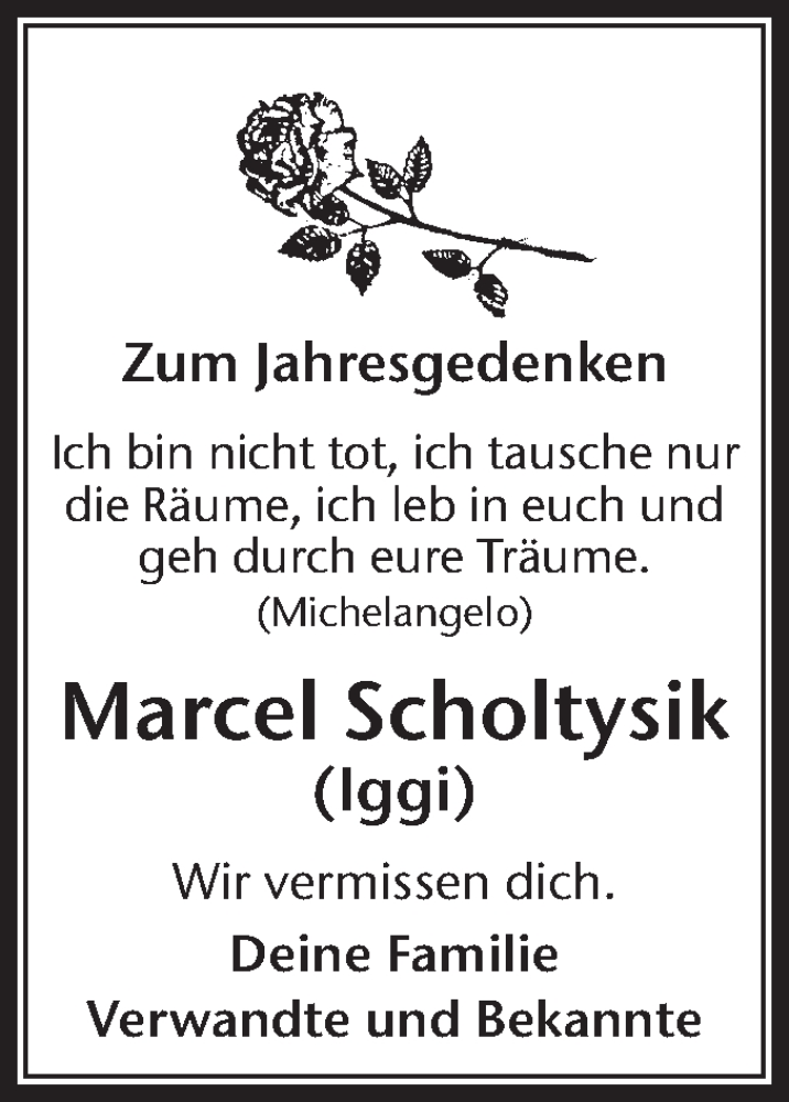  Traueranzeige für Marcel Scholtysik vom 21.04.2020 aus Medienhaus Bauer