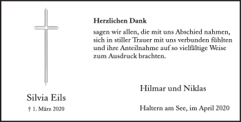 Traueranzeige von Silvia Eils von Medienhaus Bauer