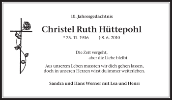 Traueranzeige von Christel Ruth Hüttepohl von Medienhaus Bauer