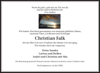 Traueranzeige von Christian Falk von Medienhaus Bauer