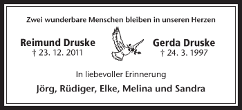 Traueranzeige von Reimund und Gerda Druske von Medienhaus Bauer