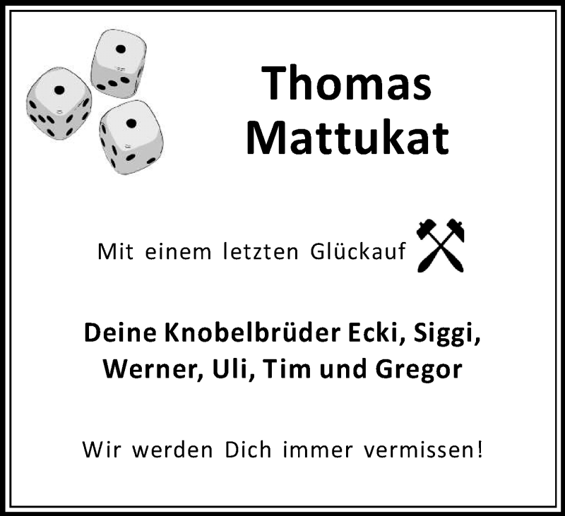  Traueranzeige für Thomas Mattukat vom 16.12.2021 aus Medienhaus Bauer