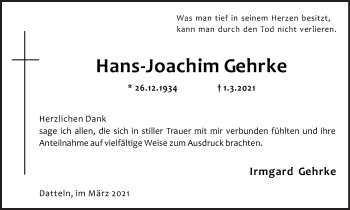 Traueranzeige von Hans-Joachim Gehrke von Medienhaus Bauer